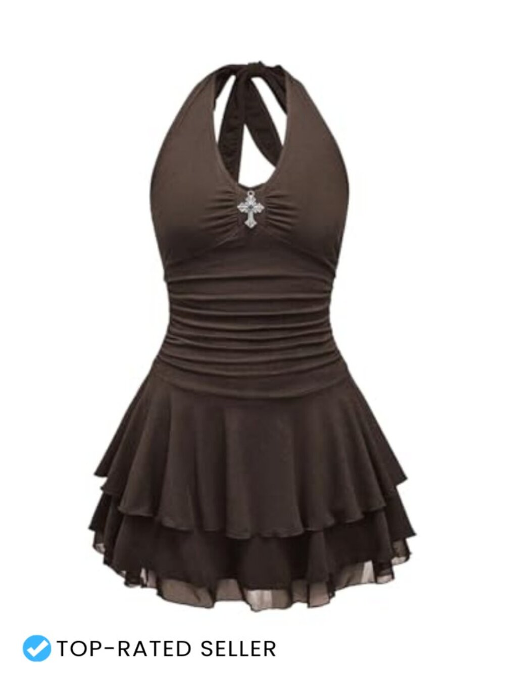 Milumia Punk Tie Backless Halter Mini Dress Y2k Goth